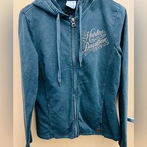 Harley-Davidson Crochet Back Zip Up Hoodie-Rare Find